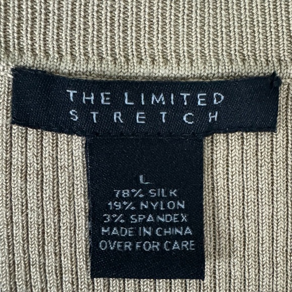 Vintage 90s THE LIMITED Silk Blend Cardigan Sweater Stretchy Knit Beige Size M/L - Picture 7 of 10